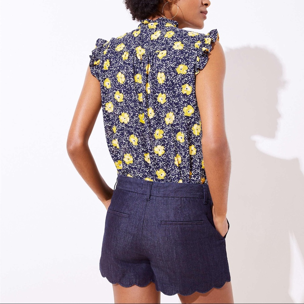 Loft Scalloped Refined Denim Shorts - Picture 2 of 3